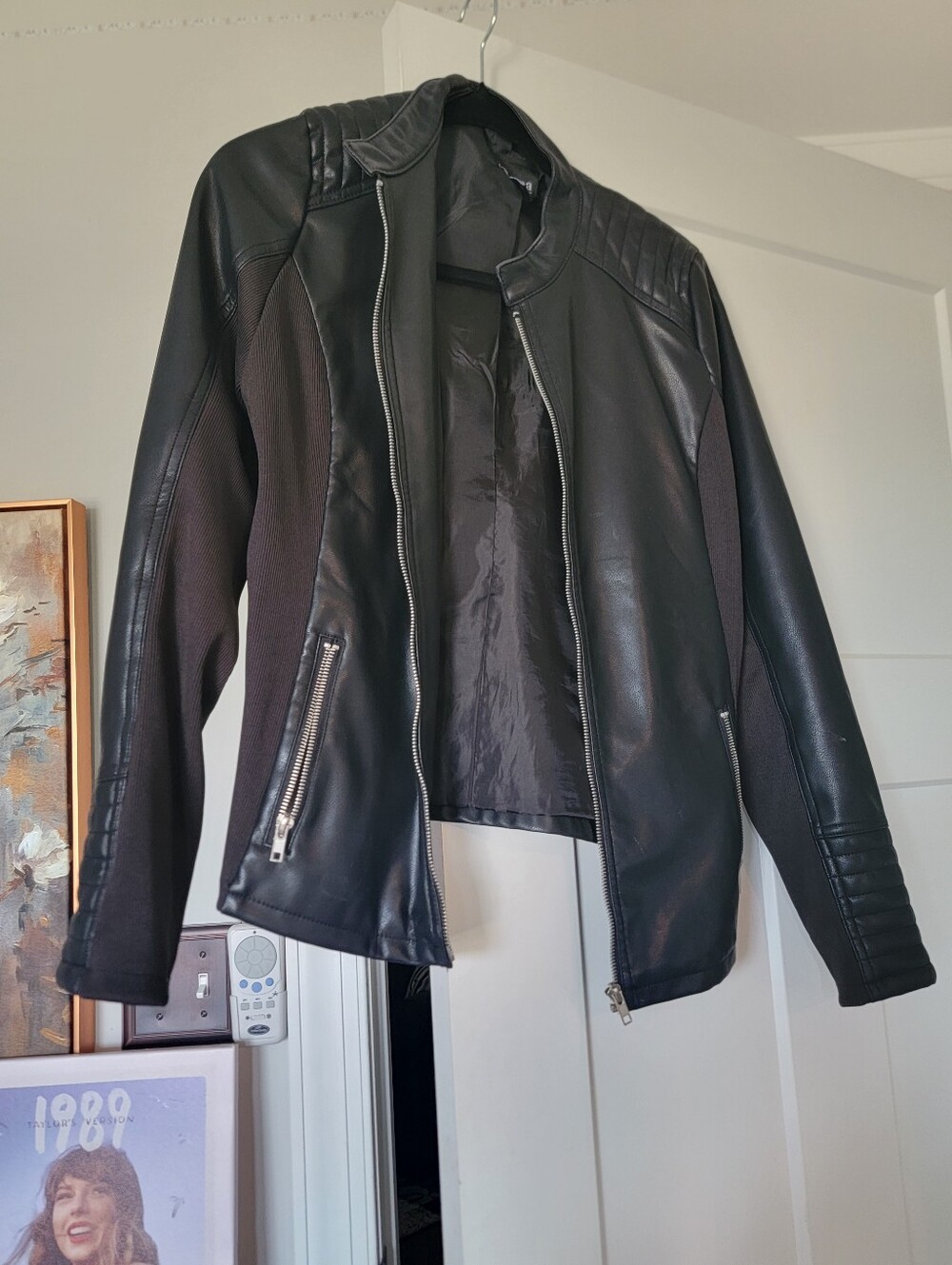 a.n.a Black Faux Leather Moto Jacket